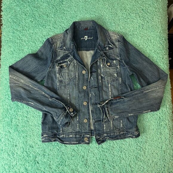 7 For All Mankind Indigo Denim Jacket - Picture 1 of 4